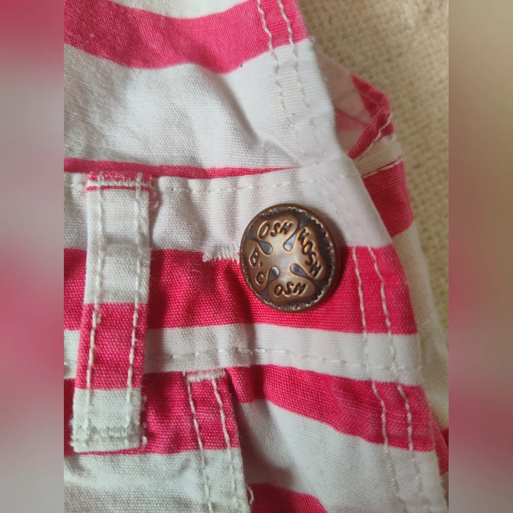 Oshkosh B'Gosh Pink Striped Overalls Dress 3T